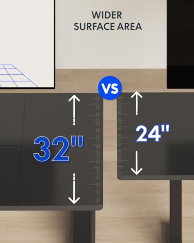 FLEXISPOT 63x32 Inch Electric Large Standing Desk for Home & Office, Spacious Splice Board Desk with Cable Management & Organizer, Cup Holder & Hook, Black