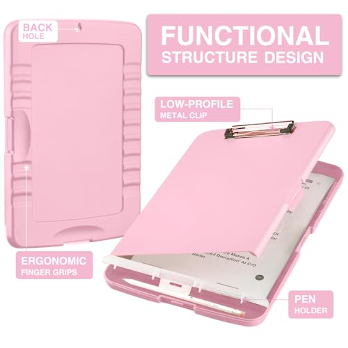Sooez Clipboards with Storage, High Capacity Clip Boards 8.5x11 with Storage, Heavy Duty Nursing Clipboard Folder, Plastic Clipboard with Pen Holder for Women Teachers Work, School & Office Supplies