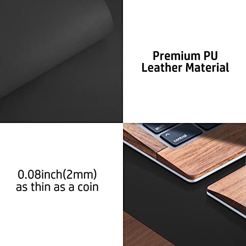 Aothia Leather Desk Pad Protector, Mouse Pad, Office Desk Mat, Non-Slip PU Leather Desk Blotter, Laptop Desk Pad, Waterproof Desk Writing Pad for Office and Home (Black,36" x 17")