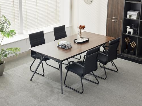 Okeysen Office Guest Chairs Set of 6, Modern Leather Reception Chairs with Mid Back & Sled Base, No-Wheel Desk Chairs for Waiting Room & Conference Room
