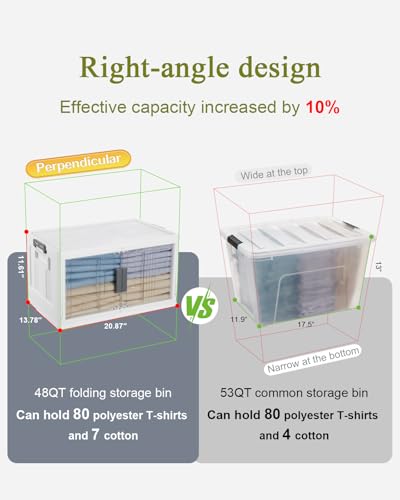 OlarHike 144QT Lockable Storage Bins with Lids - Folding Storage Cabinet with Doors & Wheels, Collapsible Plastic Box for Closets, Office, Gathering, Stackable Organizer & Containers, Gifts, 3 Pack