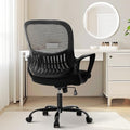 Sweetcrispy Home Office Managerial Executive Chair with Ergonomic Design, Mid-Back Mesh 360° Swivel, Comfortable Lumbar Support, Comfy Arms for Bedroom,Study,Student, Black