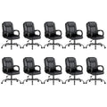Keratee Executive Office Chair, Leather Desk Computer Chair with Armrests, Mid-Back Swivel Adjustable Ergonomic Design for Home Office, 10PC, Black