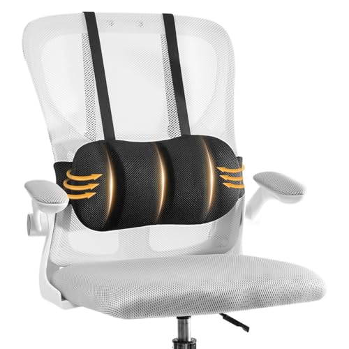 Veitail Lumbar Support Pillow for Office Chair & Car,Back Support for Office Chair,Adjustable Straps Securely Fixed Seat (Black)