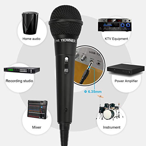 YIOWNER Wired Microphone, Karaoke Handheld Microphone for Singing, Mic Karaoke with 2.5m Cable, Vocal Dynamic Mic for Speaker, AMP, Mixer, DVD