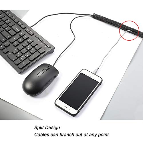 CrocSee 10ft - 1/2 inch Braided Cable Management Sleeve Cord Protector - Self-Wrapping Split Wire Loom for TV/Computer/Home Theater/Engine Bay - Black