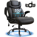 BLISNEST Office Chair, Big and Tall Executive Chairs with Lumbar Support for Back Pain, Breathable Desk Computer Chair with Adjustable Flip-up Armrests, Wide Cushion Swivel Home Office Chair Black PU