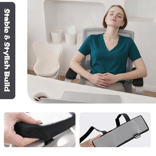 2-Piece,Office Chair Arm Covers,Office Chair Arm Pads,Cooling Gel Pads,Suitable for Gaming Chairs,Armrest with Memory Foam, Adjustable Strap Design