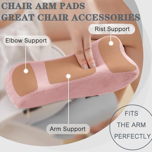 Shapeazy 2 Pack Office Chair Armrest Pads Covers,Arm Rest Pad with Memory Foam Elbow Pillow for Forearm Pressure Relief, Arm Rest Covers for Office Chairs, Wheelchair, Comfy Gaming Chair (Pink)