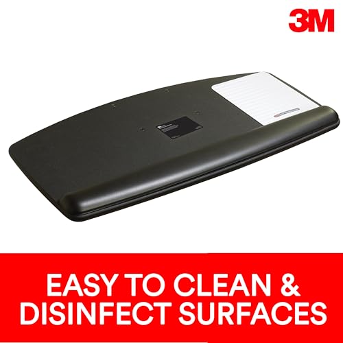 3M Keyboard Tray, Just Lift To Adjust Height And Tilt, Sturdy Tray Includes Gel Wrist Rest And Precise Mouse Pad, Swivels Side To Side And Stores Under Desk, 23" Track, Black (AKT90LE)