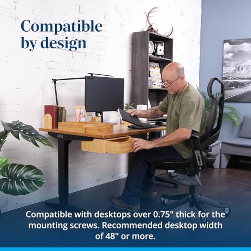 UPLIFT DESK Bamboo Under Desk Drawer – Desktop Storage with 17 lb Capacity and Safety Stop Slide, Undermount Drawer and Standing Desk Accessories for Home Office (Bamboo)