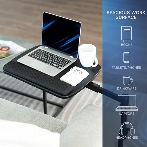 VIVO 20 inch Over Couch Swivel Table, Laptop Desk for Remote Work, Portable Recliner Workstation with Height Adjustable Swing Arm, Black, DESK-ST02C