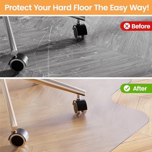 Yecaye Desk Chair Mat for Hardwood Floor, 48"×36" Office PVC Computer Chair Mat, Floor Protector for Rolling Chairs