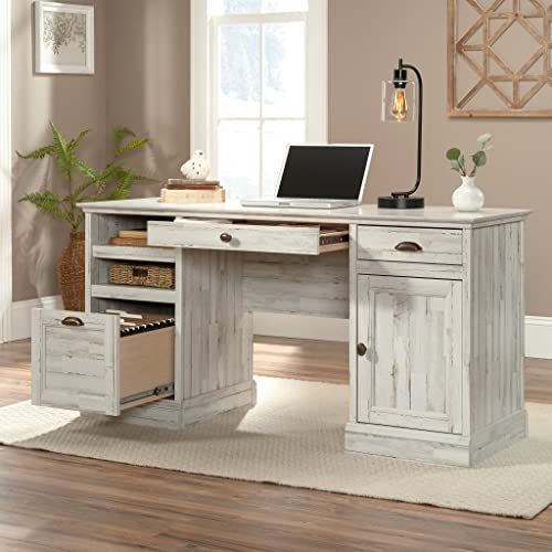Sauder Barrister Lane Executive Desk, White Plank Finish
