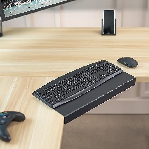 VIVO 17 inch Corner Desk Connector Platform for Mounting Under-Desk Keyboard Trays on L-Shaped Workstations, Black, DESK-AC07S