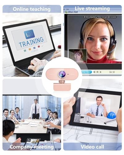 Webcam for PC&1080P HD Web Cam,Webcam with Microphone,Stand for PC/MAC/Laptop/Desktop,Wide Angle Web Cameras for YouTube,Skype,Zoom,Xbox One,Video Calling,Studying Pink