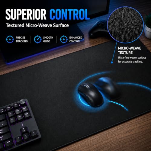 KTRIO Large Gaming Mouse Pad Desk Mat for Gamer, 31.5" x 11.8", Black