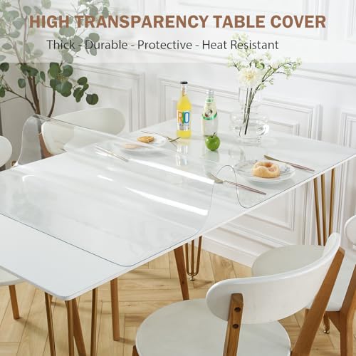 LovePads Clear Desk Mat 16 x 36 Inch, 1.5mm Thick Clear Table Protector, Waterproof Plastic Table Cover Protector, PVC Desk Protector Mat, Vinyl Desk Cover for Desktop, Coffee & Dining Table