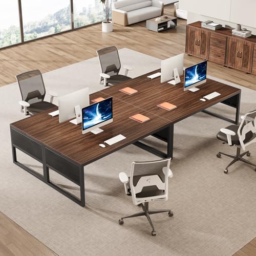 Tribesigns 63-Inch Executive Desk, Modern Home Office Desk for Workstation, Computer Desk with Sturdy Legs for Home Office (Dark Walnut & Black, Only Table)