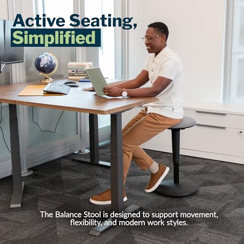 Vari Balance Stool for Standing Desk – Ergonomic Active Sitting for Home Office – Adjustable Height 22" to 29", 360 Degree Rocking Base, 275 lb Support – Black/Cool Grey