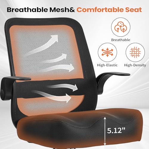 Drafting Chair 500LBS – Tall Office Chair with Adjustable Height & Foot Ring for Standing Desk, Ergonomic Mesh Chair with Flip-Up Armrests, Thick Curved Seat for Home Office & Creative Work