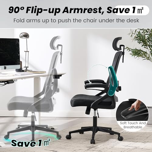 Fizzin Ergonomic Office Chair, 400 LBS Computer Chairs with Adjustable Lumbar Support, Breathable Mesh Desk Chair Ergonomic with Thickened Cushion, Comfy Home Office Desk Chair (Black)