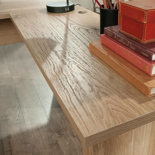 Sauder Hillmont Farm L Desk, Timber Oak Finish