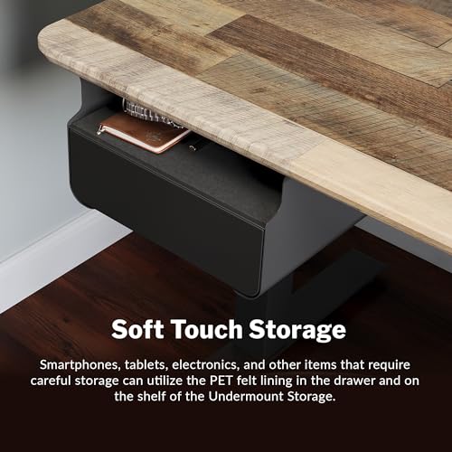 Vari Steel Under Desk Storage Organizer with Drawer - Slim Hanging File Storage Shelf and Stationary Tray - Easy Assembly - Home Office VariDesk Accessory - Black, 13.39" x1 9.29" x 9.45"