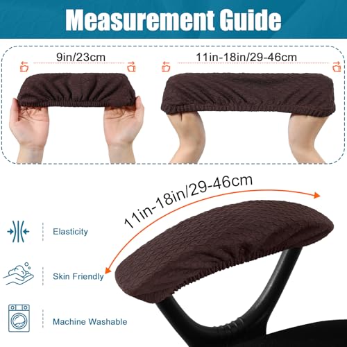 Smiry Stretch Jacquard Office Computer Chair Armrest Covers, 2PCs Removable Washable Anti-dust Desk Chair Arm Pad Covers, Chocolate