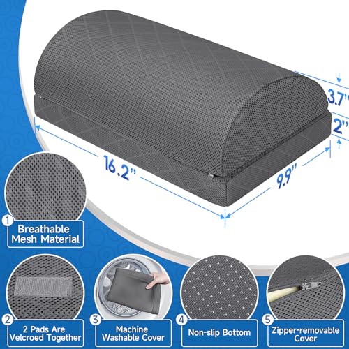 CushZone Foot Rest,Desk & Gaming Accessories,Foot Rest for Under Desk at Work,Comfortable Footrest with 2 Adjustable Heights & Removable Cover, Office Desk Accessories（Gray）