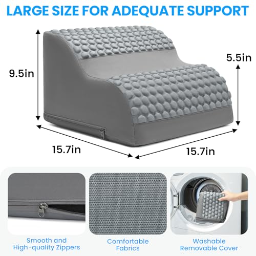Foot Rest for Under Desk at Work, 3-Tier Foot Stool with Massage Dots and Thick High-Density Foam, Ergonomic Footrest with Washable Cover for Home and Office, Back, Legs & Hip Pain Relief, Grey