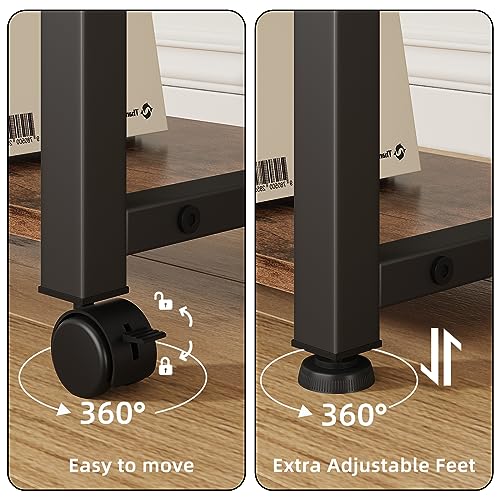 YAOHUOO 22"x15" Large Printer Stand with Drawer, 2-Tier Rolling Table Cart