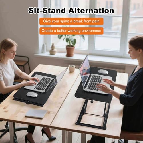 Rxrpexjke Height Adjustable Standing Desk Converter,Keyboard Riser for Stand Up Desk Riser,Computer Keyboard Stand for Desktop,Computer Workstations Home Office Portable Table Black Size 23.6 Inch