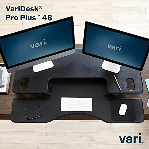 Vari VariDesk Pro Plus 48 - Adjustable Desk Converter with 11 Height Settings - Laptop Sit Stand Desk Riser for Home Office, Table Tops, Workspace - Fully Assembled with Spring Loaded Lift - Black