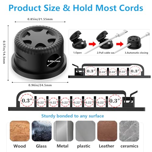 ELII 328Pcs Cable Management Kit, 8 Magnetic Cable Holder,69Adhesive Cable Clips,4 Cable Sleeve Split,22Reusable Cable Strap,200 Nylon Cable Zip Ties with 25 Mounts TV Office (Black)