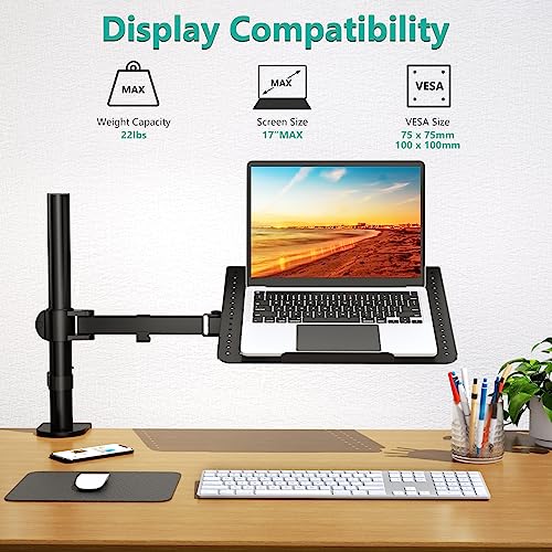 WALI Bundle – 2 Items: Laptop Tray Desk Mount and Monitor Mount Reinforcement Plate (M00LP+CGRP-B)