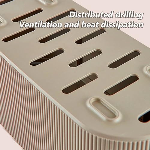 Cable Management Box,Desk Cord Organizer with Groove Cover,Plastic Cord Hider Box,Large Cable Box Organizer,Power Socket Management for TV/Computer/Router/Games Console Cable Storage (Milk Tea)