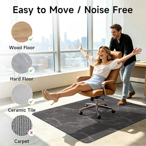 Vaukki Office Chair Mat for Hardwood, 36" x 48" Computer Chair Mat for Rolling Chairs, PVC Plastic Desk Office Floor Rug, Non Slip Heavy Duty Marble Desk Floor Protector for Office, Coffee
