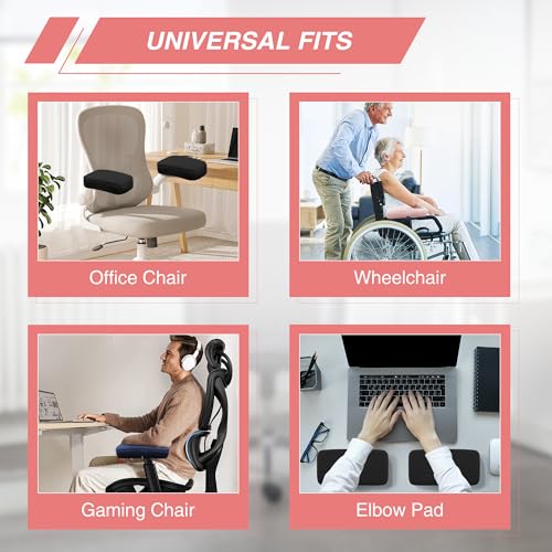 SPRING SEAON Office Chair Arm Covers Plush Office Chair Arm Pads Premium Memory Foam Gaming Chair Armrest Cushion Provide Cushioning for Elbows and Forearms 2 Pack Arm Chair Covers for Arms (Pink)
