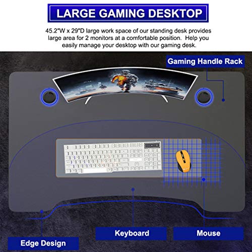 FDW Gaming Desk 45" W x 29" D Home Office Computer Desk Racing Style Study DeskExtra Large Modern Ergonomic PC Carbon Fiber Writing Desk Table with Cup Holder Headphone Hook