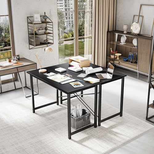 OLIXIS 47 Inch Computer Office Desk for Small Spaces, Writing Gaming Work Desk Modern Study Table with Storage Bag & Headphone Hook Home Bedroom, Black