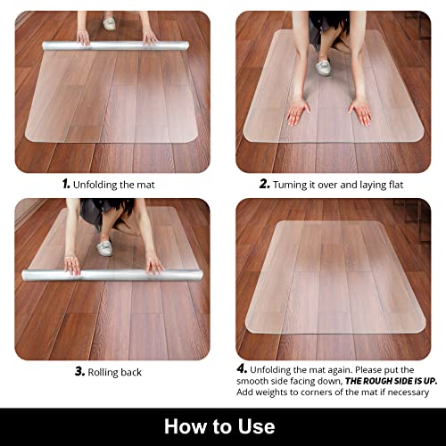 Kuyal Office Chair Mat for Hardwood Floor, 36'' x 48'' Rectangle Transparent Desk Thick Durable Chair Mat for Rolling Chairs, Easy Glide, Floor-Protector