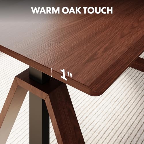 FLEXISPOT 60 x 30 Inch Oak Executive Standing Desk, Dual Motor Electric Height Adjustable Desk, Mid-Century Modern Sit-Stand Desk for Home Office and Writing, 222 LBS, Walnut