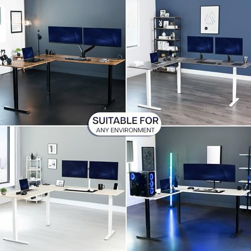 VIVO Medium Electric Single Motor Height Adjustable 3-Leg Corner Desk Standing Frame, Holds up to 225 lbs, Sit Stand L-Shaped Motorized Legs Only, Black, DESK-E355B