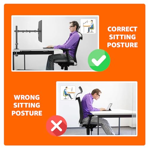 Amazon Basics Single Computer Monitor Stand with Cable Management, Height Adjustable VESA Desk Arm Mount, Fully Adjustable Tilt and Rotation, Steel, Black, Fits 13-30" Screens