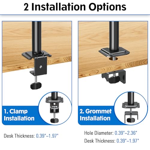 MOUNTUP Single Monitor Mount, Adjustable Monitor Stand for Max 32 Inch Flat Curved Computer Screen, Monitors Arm Desk Mount Fit VESA 75x75& 100x100, up to 17.6lbs, with C-Clamp and Grommet Base, Black