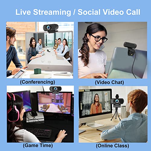 Hrayzan 1080p Webcam with Microphone, USB PC Camera 110-Degree Wide Angle Webcam with Tripod/Privacy Cover,Plug and Play Web Camera for Desktop Computer Laptop mac Video Conferencing Streaming