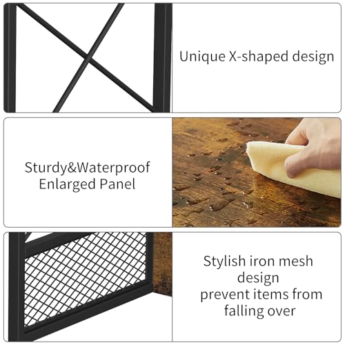 VYUOL Printer Stand for Desk, Desktop Printer Stand Shelf Organzier for Home Office, for Above and Under Desk, Fax Machine Copier Scanner, Rustic Brown