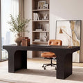 Tribesigns 70.87" Executive Office Desk, Large Workspace Computer Desk, Modern Wooden Writing Table Simple Business Furniture with Arched Design for Home Office, Sturdy Room, Black
