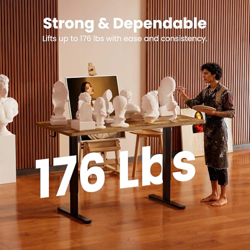ErGear Height Adjustable Electric Standing Desk, 48 x 24 Inches Sit Stand up Desk, Memory Computer Home Office Desk, Vintage Brown